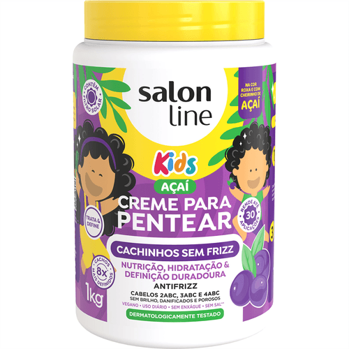 Creme para Pentear Salon Line Kids Açaí Cachinhos sem Frizz 1kg