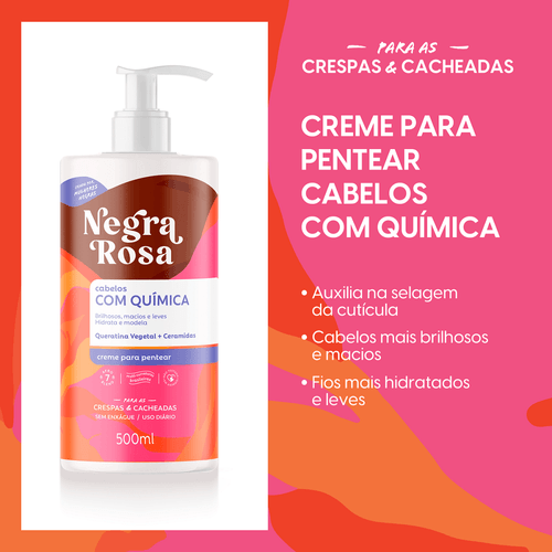 Creme Para Pentear Com Química Negra Rosa 500ml