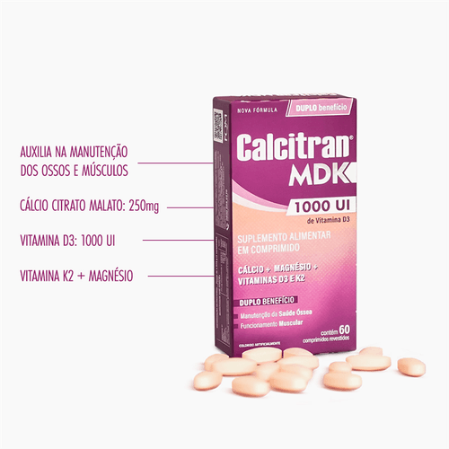 Calcitran MDK 1000UI com 60 Comprimidos