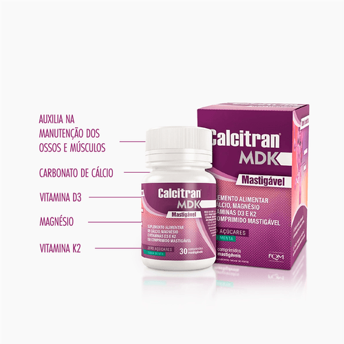 Calcitran MDK Mastigável com 30 Comprimidos