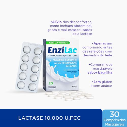 Enzilac 10.000 U.FCC com 30 Comprimidos