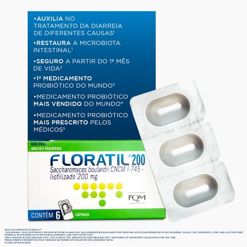 Floratil 200mg com 6 Cápsulas