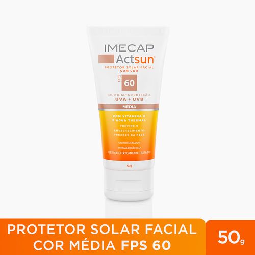 Protetor Solar Imecap Actsun Fps60 Cor Médio 50g