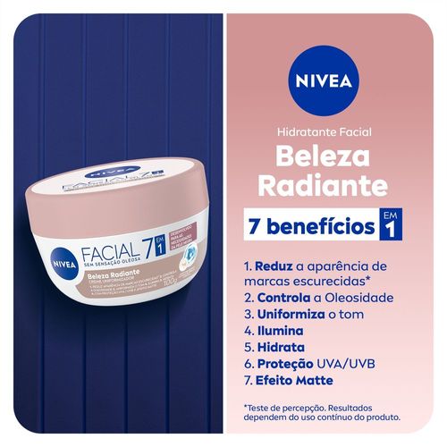 Creme Hidratante Facial Nivea 7 em 1 Beleza Radiante Uniformizada 100g