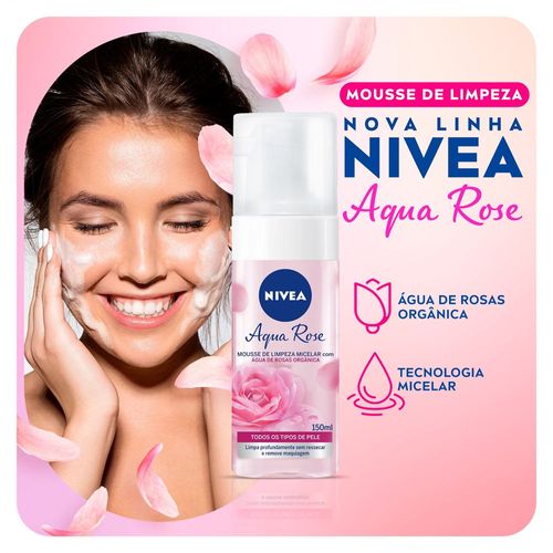 Sabonete em Gel Nivea Mousse de Limpeza Aqua Rose 150ml
