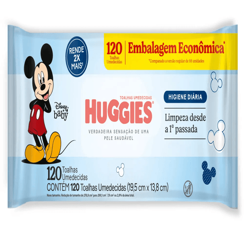Lenço Umedecido Huggies Higiene Diaria Com 120 Unidades