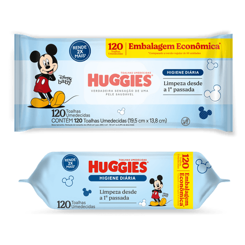Lenço Umedecido Huggies Higiene Diaria Com 120 Unidades