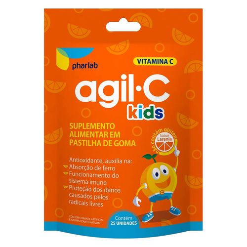 Agil C Kids com 25 Pastilhas de Goma Laranja