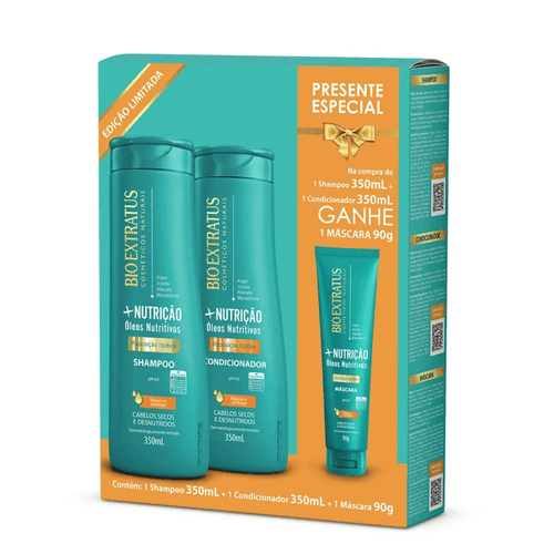 Kit Shampoo + Condicionador 350ml Bio Extratus +Nutrição Gratis Máscara 90g