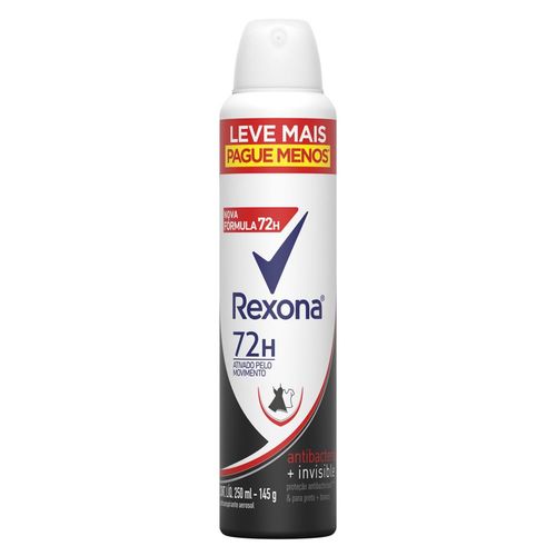 Desodorante Aerosol Rexona Antibacterial + Invisible 72h 250ml Leve Mais Pague Menos