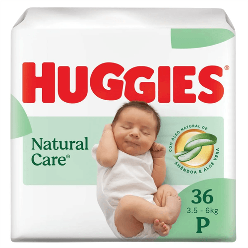Fralda Huggies Natural Care Mega P com 36 Unidades