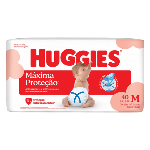 Fralda Huggies Máxima Proteção M com 40 Unidades