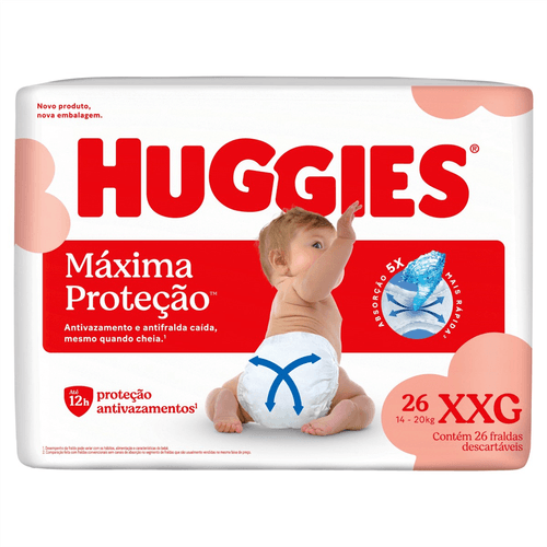 Fralda Huggies Máxima Proteção XXG com 26 Unidades