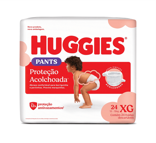 Fralda Huggies Proteção Acolchoada Pants XG com 24 Unidades