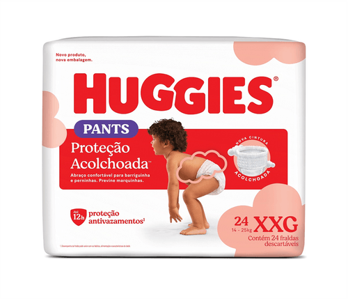 Fralda Huggies Proteção Acolchoada Pants XXG com 24 Unidades