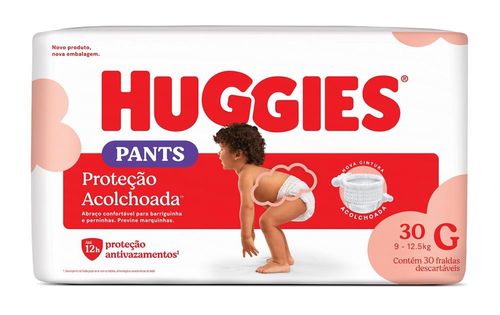 Fralda Huggies Proteção Acolchoada Pants G com 30 Unidades
