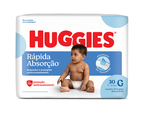 Fralda Huggies Rápida Absorção Tamanho G Com 30 Unidades