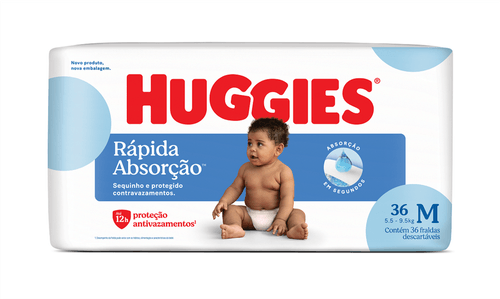 Fralda Huggies Rápida Absorção Tamanho M com 36 Unidades