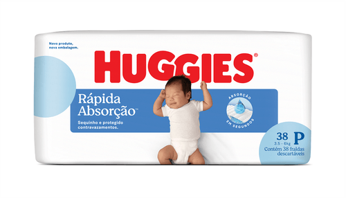 Fralda Huggies Rápida Absorção Tamanho P com 38 Unidades