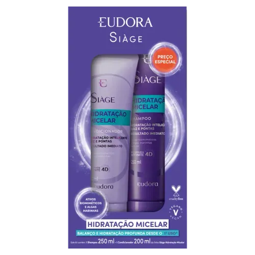 Kit Shampoo 250ml e Condicionador 200ml Siàge Hidratação Micelar