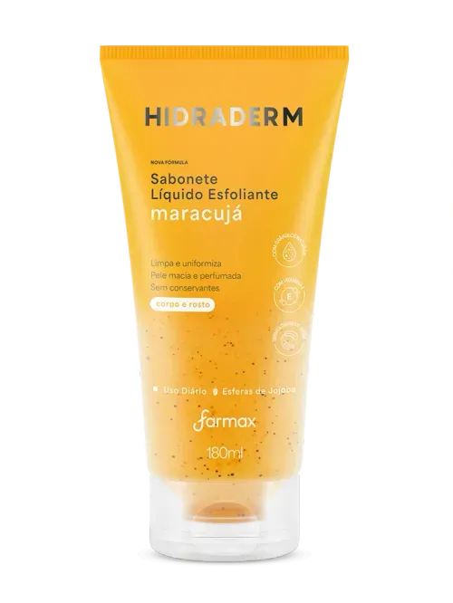 Sabonete Líquido Esfoliante Farmax Hidraderm Maracujá 180ml