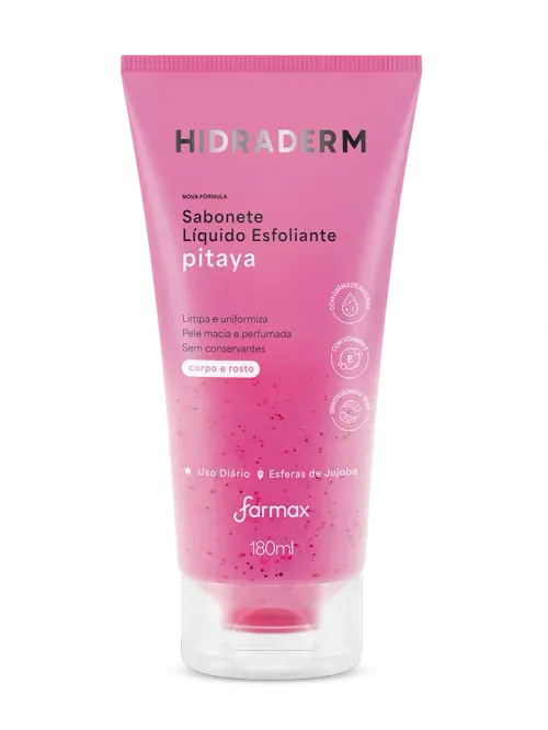 Sabonete Líquido Esfoliante Farmax Hidraderm Pitaya 180ml