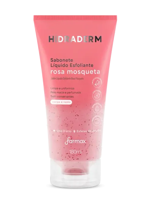 Sabonete Líquido Esfoliante Farmax Hidraderm Rosa Mosqueta 180ml