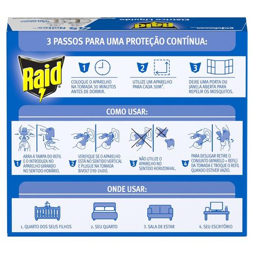 Repelente Elétrico Raid 45 Noites com 2 Refis 32,9ml 50% Desconto na 2ª Unidade