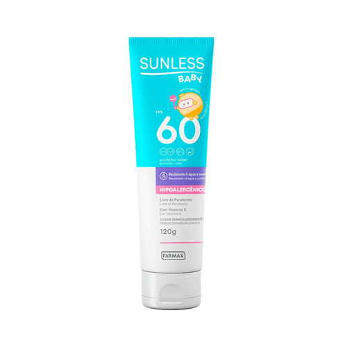 Protetor Solar Hipoalergênico Sunless Baby FPS 60 120g