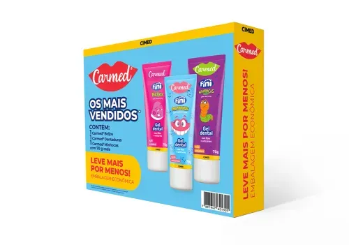Kit Gel Dental Carmed Fini com 3 Unidades 70g