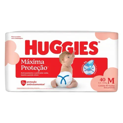 Fralda Huggies Máxima Proteção M com 40 Unidades