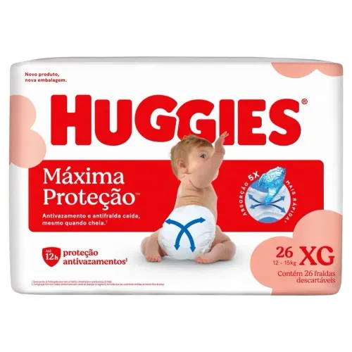 Fralda Huggies Máxima Proteção XG com 26 Unidades