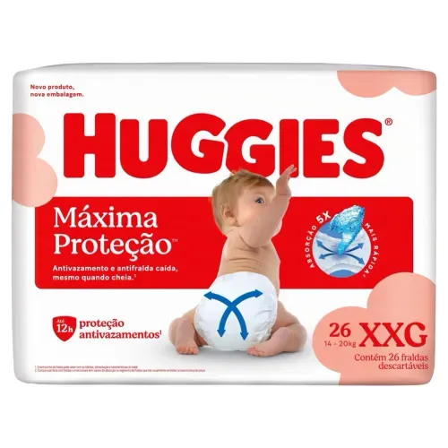 Fralda Huggies Máxima Proteção XXG com 26 Unidades