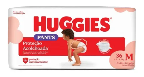 Fralda Huggies Proteção Acolchoada Pants M com 36 Unidades