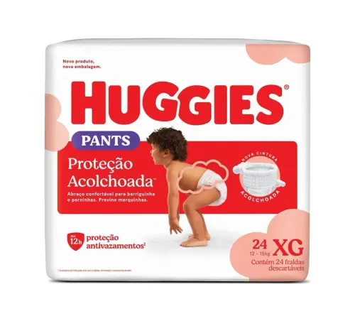Fralda Huggies Proteção Acolchoada Pants XG com 24 Unidades