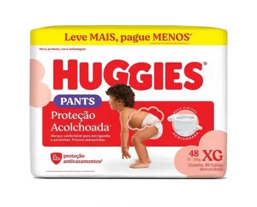 Fralda Huggies Proteção Acolchoada Pants XG com 48 Unidades