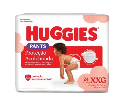 Fralda Huggies Proteção Acolchoada Pants XXG com 24 Unidades