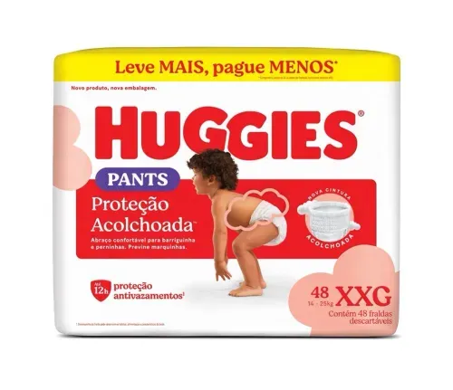 Fralda Huggies Proteção Acolchoada Pants XXG com 48 Unidades