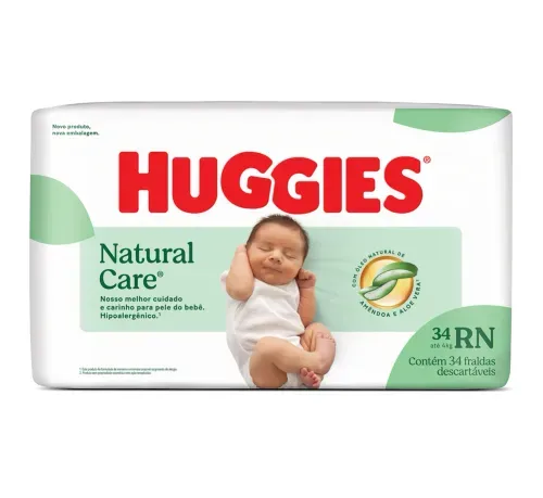 Fralda Huggies Natural Care RN Mega com 34 Unidades