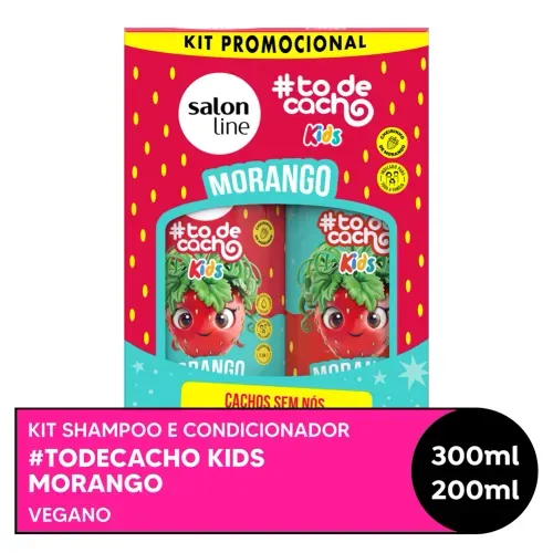 Kit Shampoo 300ml + Condicionador 200ml Salon Line #ToDeCacho Kids Morango