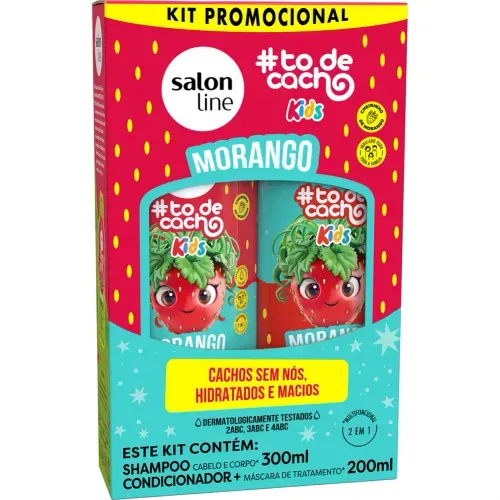 Kit Shampoo 300ml + Condicionador 200ml Salon Line #ToDeCacho Kids Morango