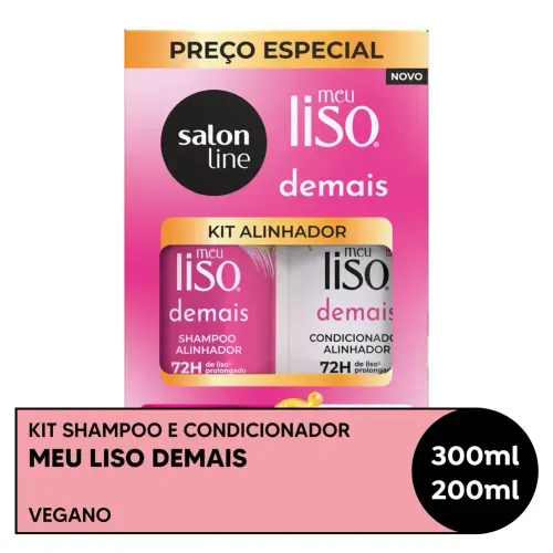 Kit Shampoo 300ml + Condicionador 200ml Salon Line Meu Liso Demais
