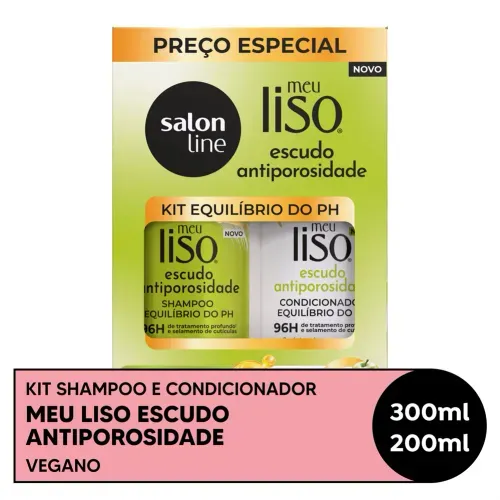 Kit Shampoo 300ml + Condicionador 200ml Salon Line Meu Liso Escudo Antiporosidade