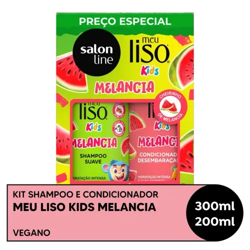 Kit Shampoo 300ml + Condicionador 200ml Salon Line Meu Liso Kids Melância
