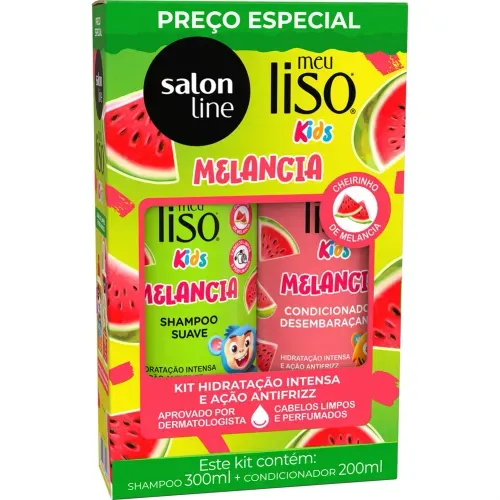 Kit Shampoo 300ml + Condicionador 200ml Salon Line Meu Liso Kids Melância