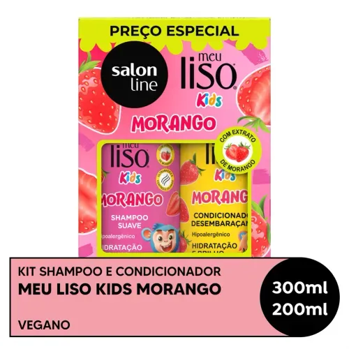 Kit Shampoo 300ml + Condicionador 200ml Salon Line Meu Liso Kids Morango