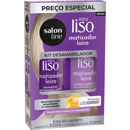 Kit Shampoo 300ml + Condicionador 200ml Salon Line Meu Liso Matiz Loiro