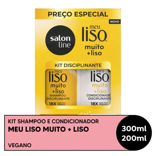 Kit Shampoo 300ml + Condicionador 200ml Salon Line Meu Liso Muito + Liso
