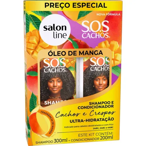 Kit Shampoo 300ml + Condicionador 200ml Salon Line SOS Cachos Óleo de Manga