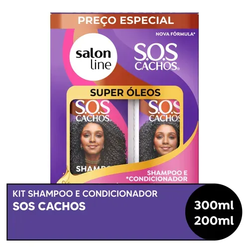 Kit Shampoo 300ml + Condicionador 200ml Salon Line SOS Cachos Super Óleos